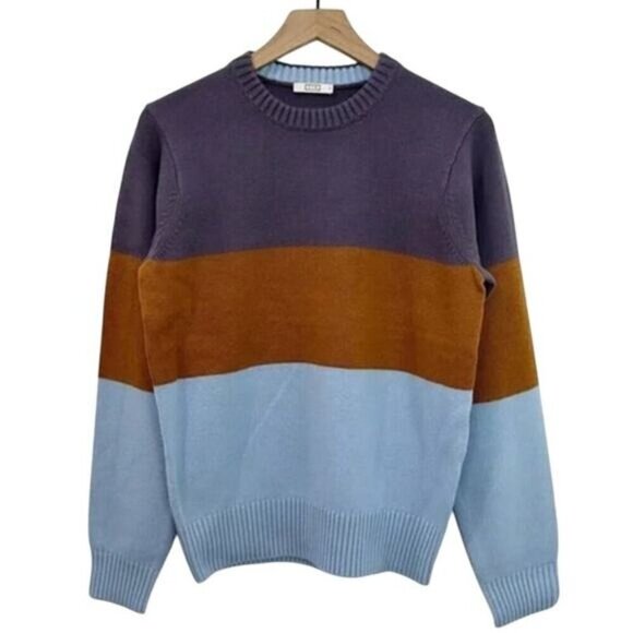 NWT AYR The Yachty Moma Mens Purple Tan Blue Colorblock Sweater - Picture 4 of 10